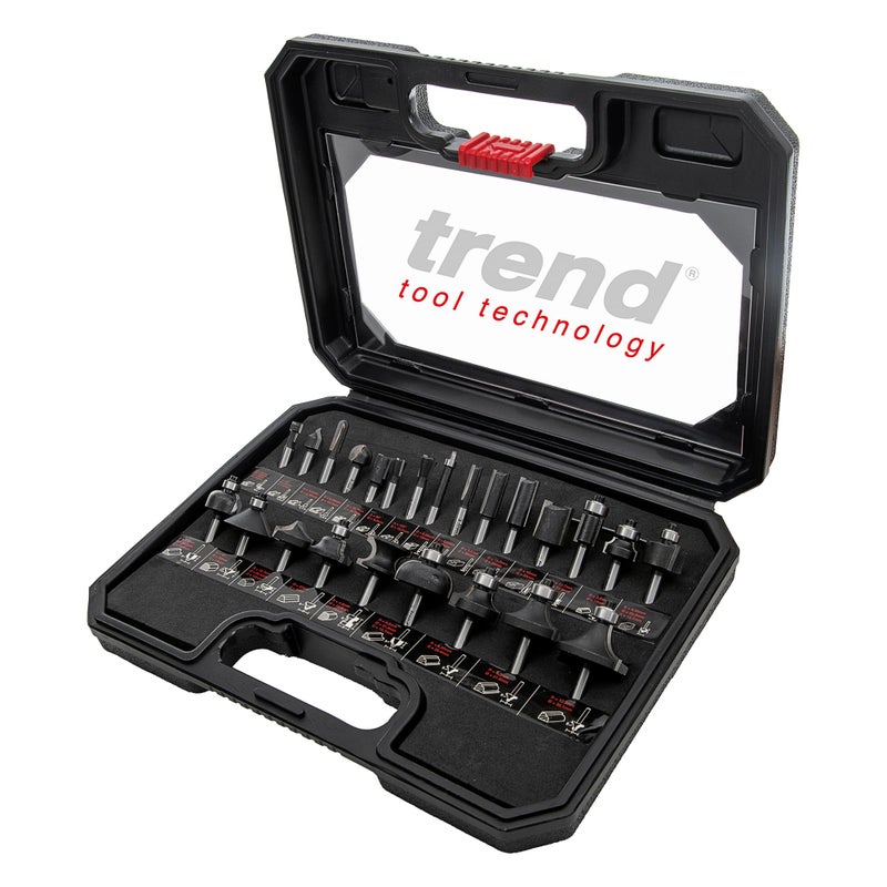Trend 24 Piece Router Bit Starter Set, 1/4 Inch Shank, Tungsten Carbide Tipped, Storage Case Included, SET/SS24X1/4TC - Image 1